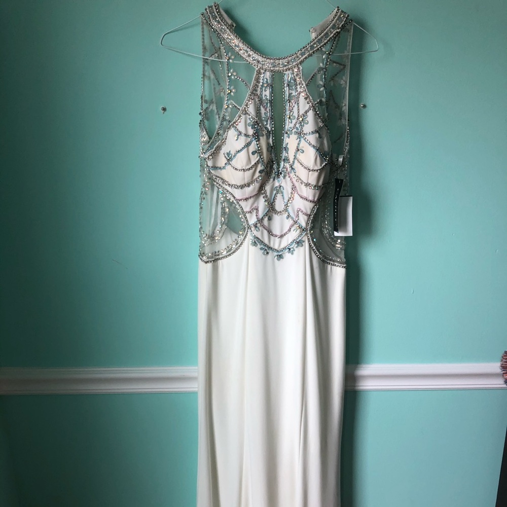 Cachet White Jeweled prom dress